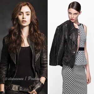 Karen Millen Quilted Panel Leather Jacket ASO Clary Fray